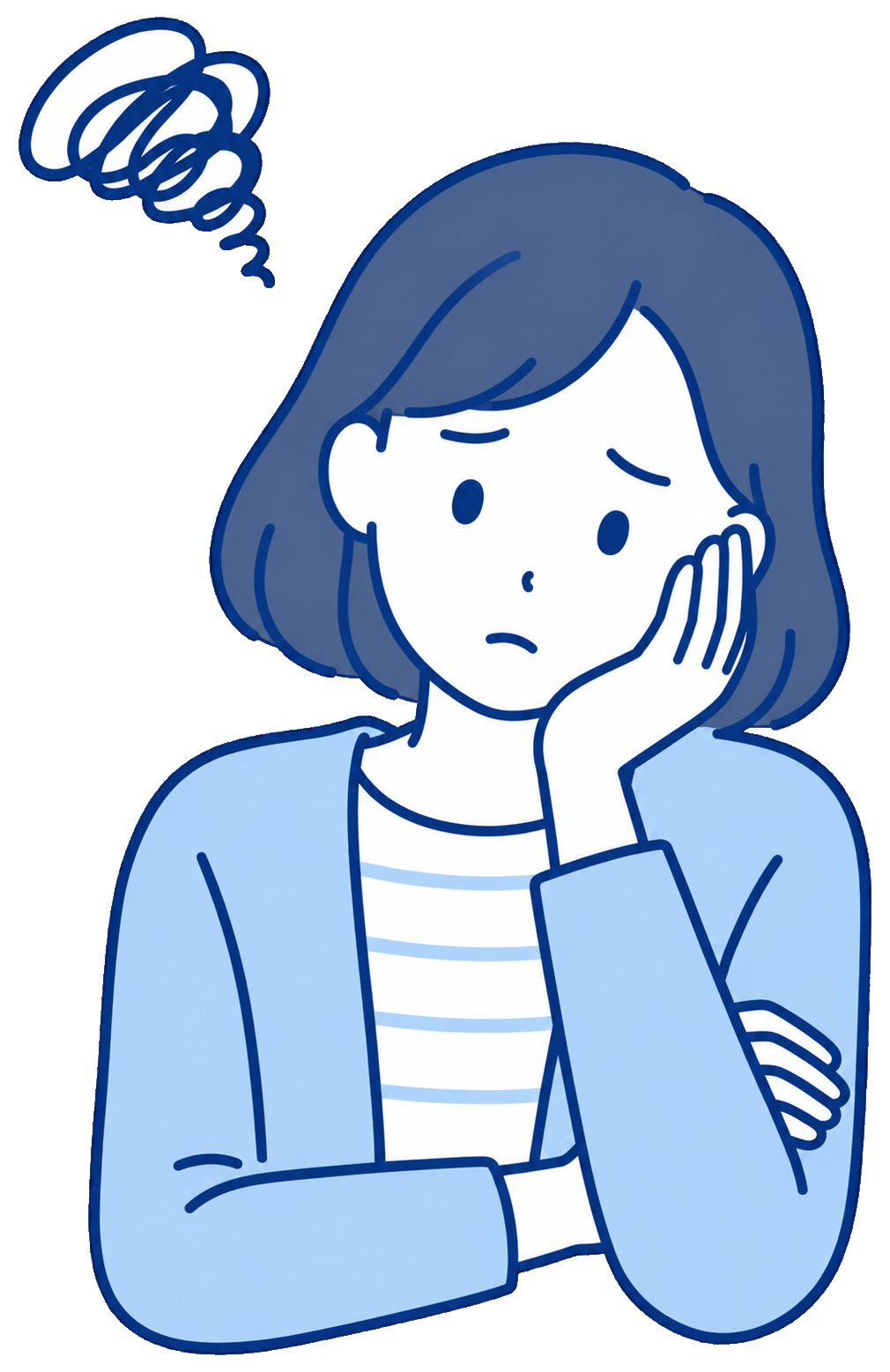 子どもへの声かけに悩む母親のイラスト