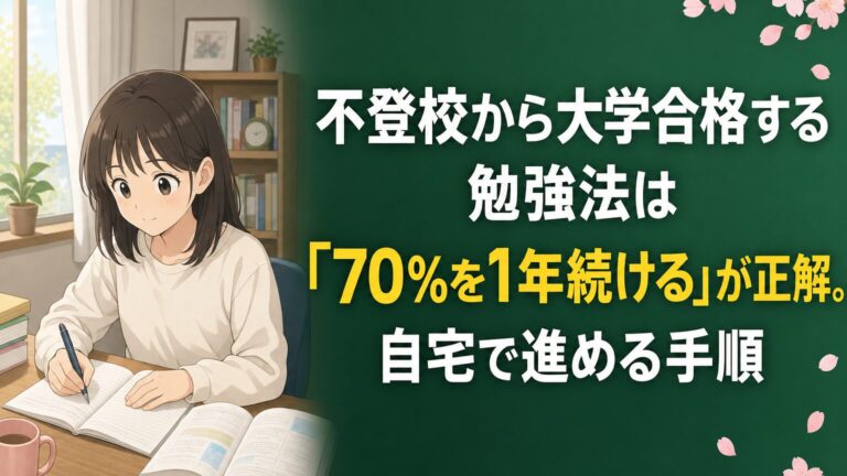 不登校から大学合格する勉強法は「70%を1年続ける」が正解。自宅で進める手順