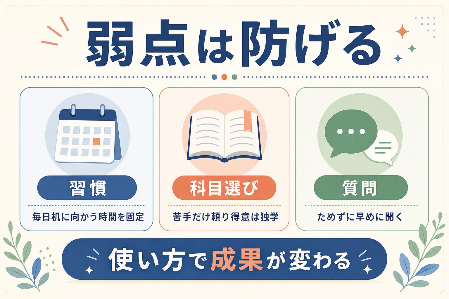 オンライン塾の弱点は使い方で防げることを示したインフォグラフィック
