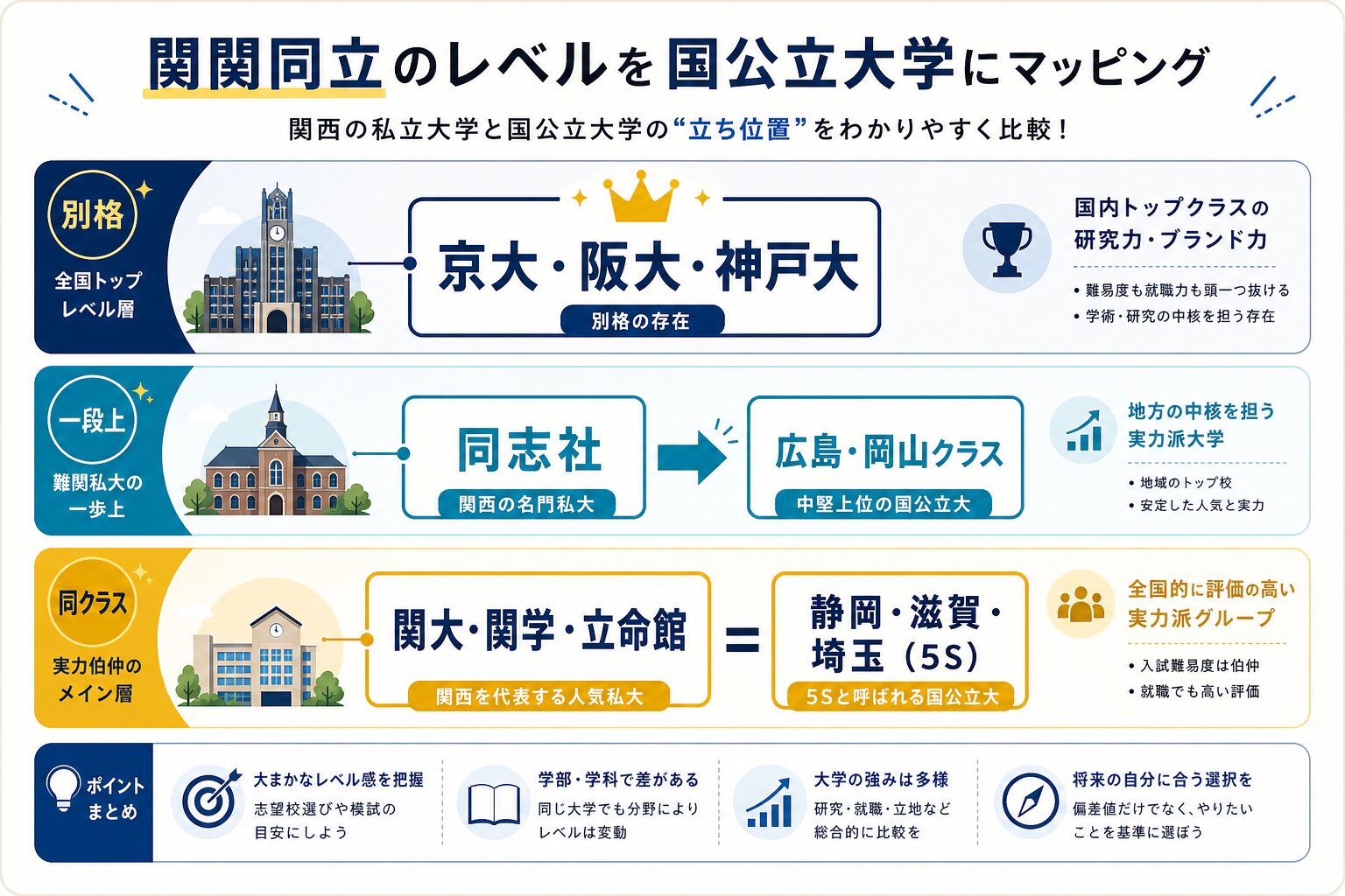 関関同立は静岡・滋賀・埼玉と同クラスを視覚化したインフォグラフィック