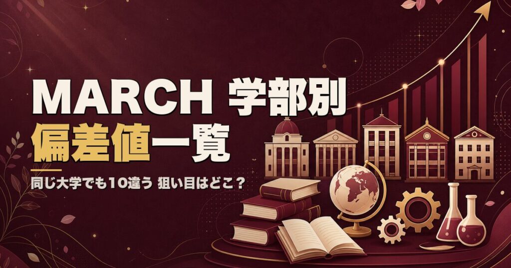 MARCHの学部別偏差値は52.5〜65 一覧と偏差値50からの戦略