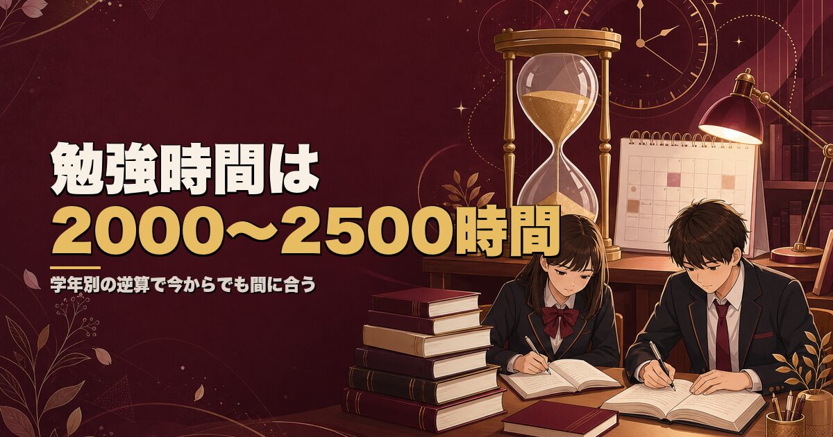 MARCH・関関同立の勉強時間は総計2000〜2500時間 学年別の逆算法