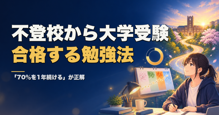 不登校から大学受験で合格する勉強法 70％を1年続ける