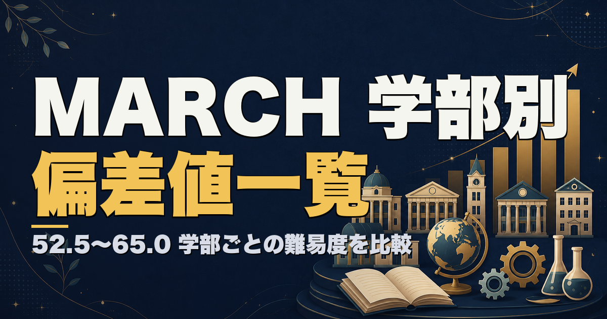 MARCHの学部別偏差値一覧 52.5〜65.0