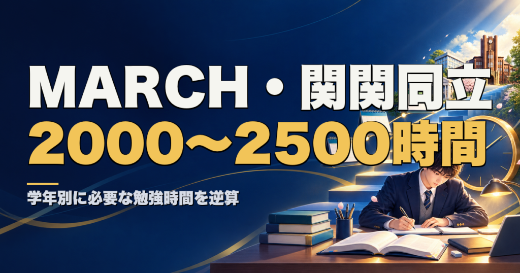 MARCH・関関同立合格に必要な勉強時間は2000〜2500時間
