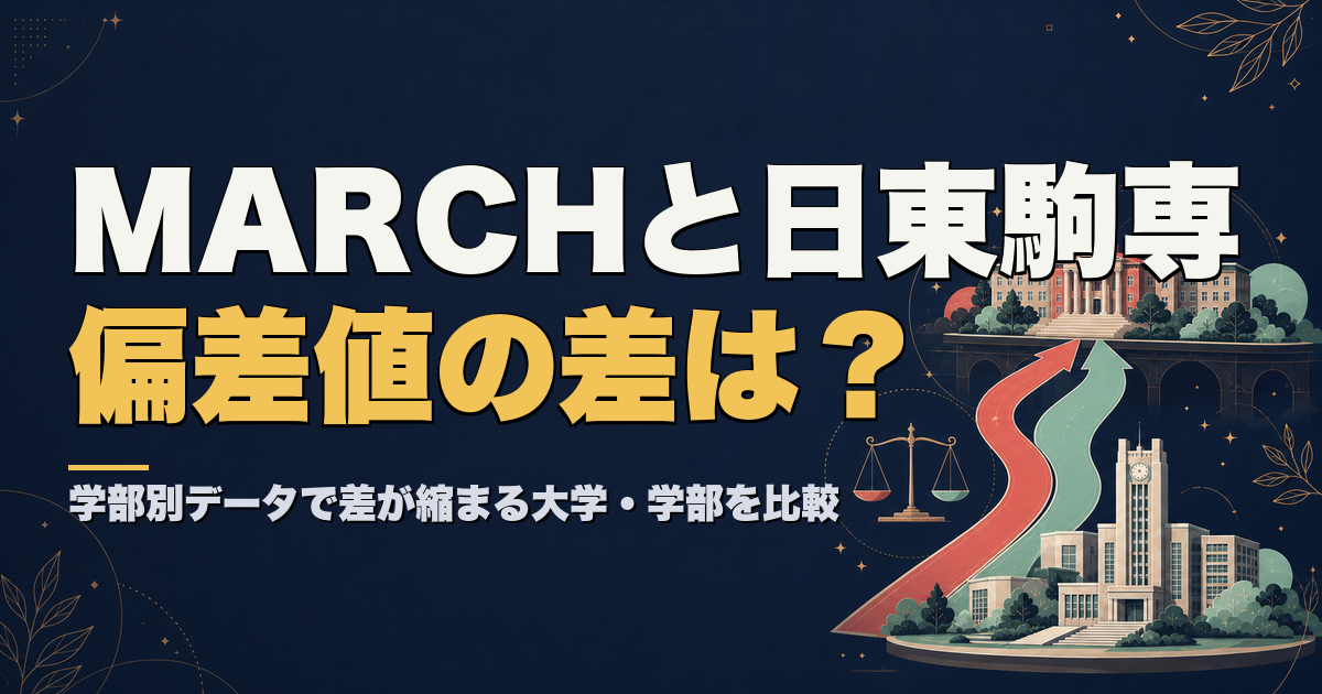 MARCHと日東駒専の偏差値を学部別に比較