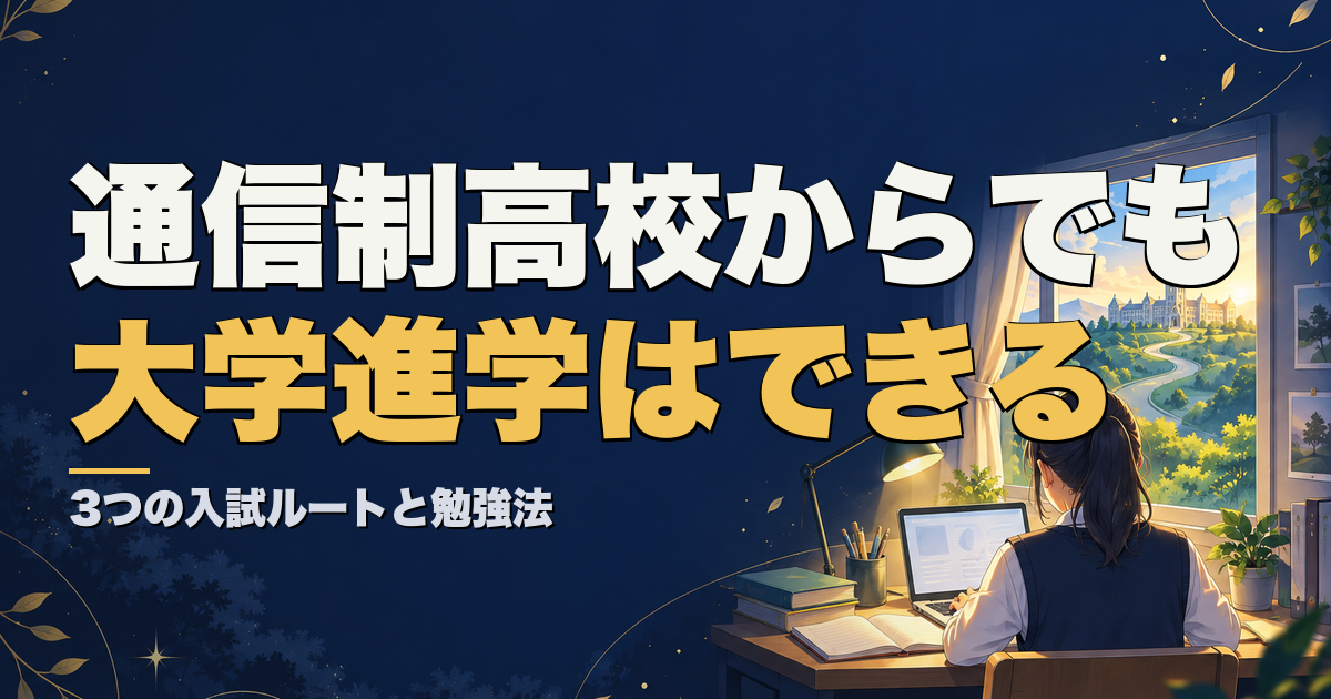 通信制高校からでも大学進学はできる 3つの入試ルートと勉強法
